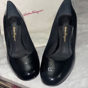 Salvatore Ferragamo Glossy Black Heels